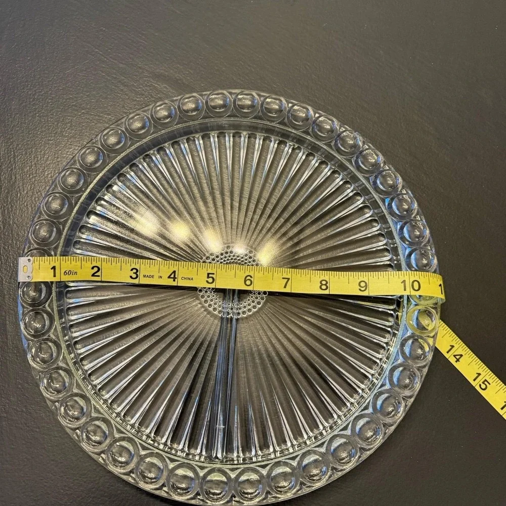 Vintage‎ INDIANA GLASS Clear 3-part Divided Dish Heavy 11